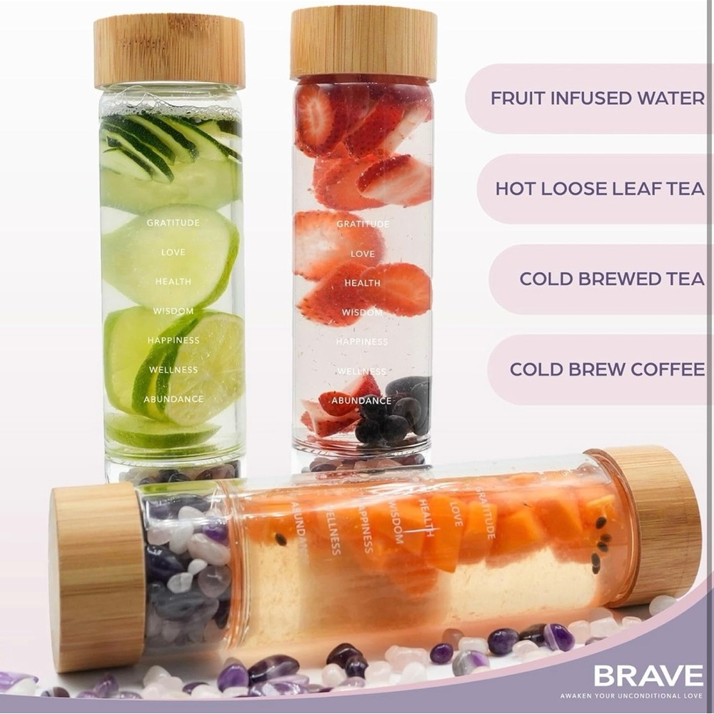 Rose Quartz & Amethyst Infused Water Bottle with Protective Sleeve NWT - Picture 12 of 12